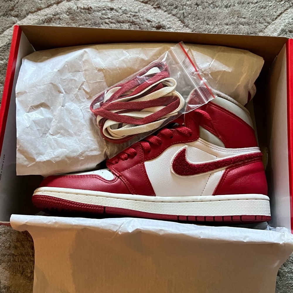 Jordan Red and White Sneakers